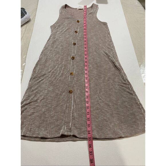 Caution To The Wind Ribbed Button Front Dress Medium – Sleeveless A-Line Casual - Picture 5 of 5